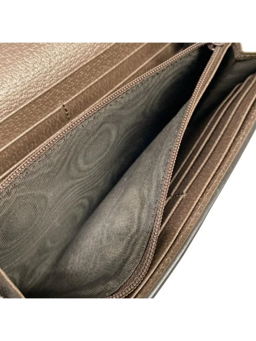 ★SOLD★ Gucci Wallet Ophidia Beige Ebony Dark Brown Leather - Picture 5 of 13